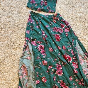 Lulus Two Piece Dress with Double Slit Skirt. NWT